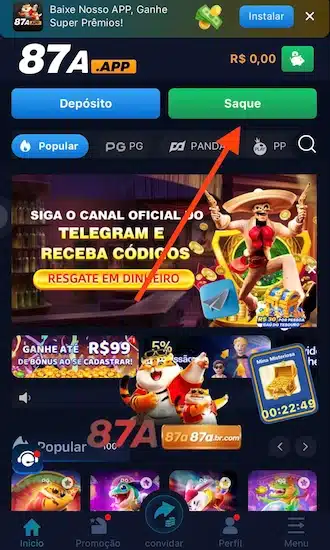 🧿️Passo 1: Acesse sua conta de apostas e clique em "Saque"